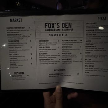 Fox's Den - Menú - Gastropubs Near Me - Annapolis, Maryland Fox's Den - Menú - Gastropubs Near Me - Annapolis, Maryland