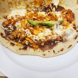 Los Antojitos - Inside of Chorizo Baleadas.