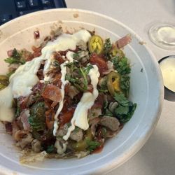 Dash In - Breakfast bowl, I added some ketchup and queso