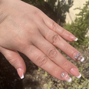 Sun Nail - Gel X with French tip design & charm - Nail Salons Near Me - Pasadena, California Sun Nail - Gel X with French tip design & charm - Nail Salons Near Me - Pasadena, California