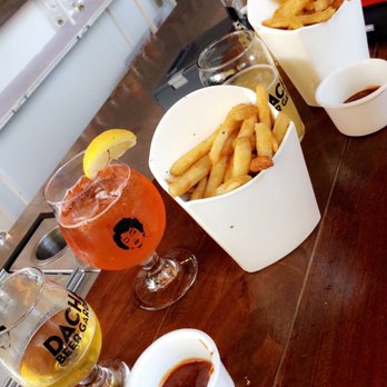Dacha Beer Garden - fries and a cocktail - Beer Gardens Near Me - Washington, DC, District of Columbia