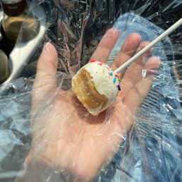 This is a "cake pop" but this does not have cake in it. Do not recommend getting coffee or anything from this place. Horrible service. This is a "cake pop" but this does not have cake in it. Do not recommend getting coffee or anything from this place. Horrible service.