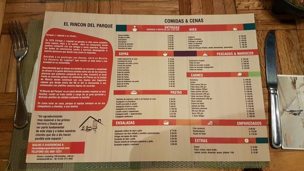 Menu photo 1 El Rincón del Parque Benito Juarez, DIF Menu photo 1 El Rincón del Parque Benito Juarez, DIF