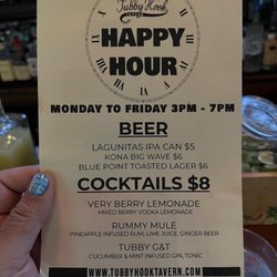 Tubby Hook Tavern - Happy hour Menu