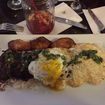 Havana Cafe - The Steak and Eggs! Churrasco Skirt Steak with Eggs and Platano Maduro!! - Cuban Near Me - Bronx, New York
