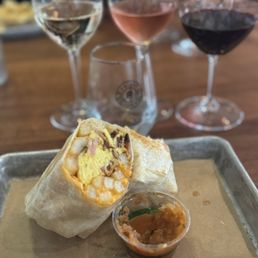 Breakfast burrito with bacon Breakfast burrito with bacon