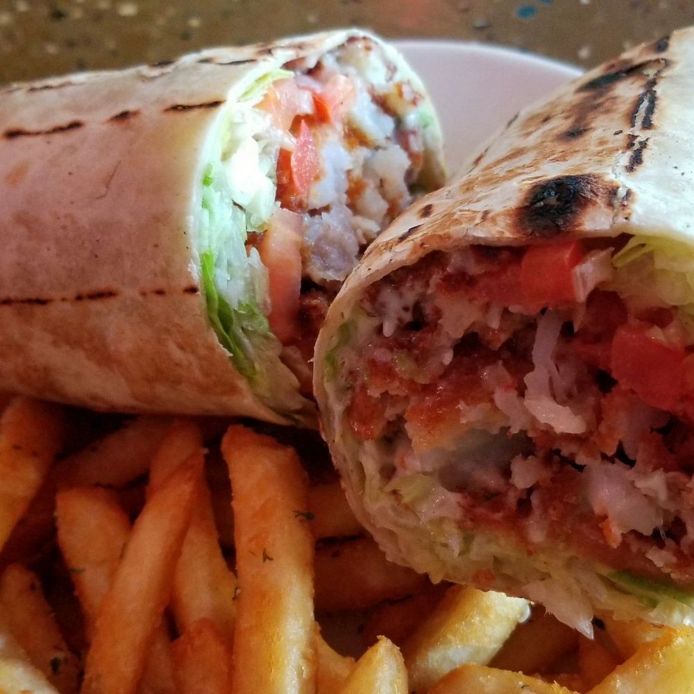 Rudi's - Shrimp and scallop wrap. New to the menu. - Sports Bars Near Me - Patchogue, New York Rudi's - Shrimp and scallop wrap. New to the menu. - Sports Bars Near Me - Patchogue, New York