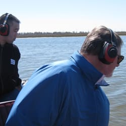 Hal Newsom's Airboat Tours - looking at sting rays swimming in the water