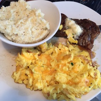 Mom's Kitchen & Bar - Steak and eggs with grits - Bars Near Me - Astoria, New York Mom's Kitchen & Bar - Steak and eggs with grits - Bars Near Me - Astoria, New York
