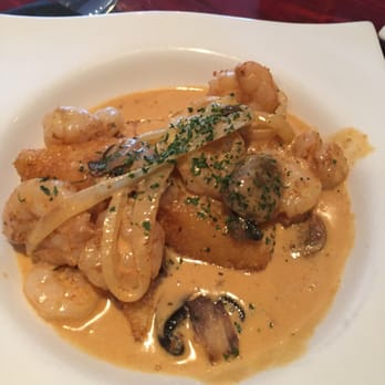 Circa 81 - Shrimp and grits! The grits are actually a fried polenta cake. - Tapas/Small Plates Near Me - Morehead City, North Carolina