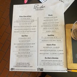 Menu, 5 tastings for $12. Really good wines!