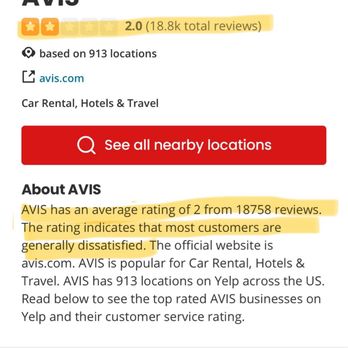 Avis Car Rental - Don't know how they got 2 stars. Just read through the reviews. It clearly states "most customers are dissatisfied". Go somewhere else! - Car Rental Near Me - Denver, Colorado Avis Car Rental - Don't know how they got 2 stars. Just read through the reviews. It clearly states "most customers are dissatisfied". Go somewhere else! - Car Rental Near Me - Denver, Colorado