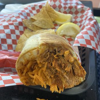Fatima's Grill - BBQ Brisket Burrito without the onions and cilantro - Mediterranean Near Me - Downey, California