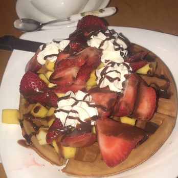 Prince Tea House - Waffle with strawberries, mangoes and Nutella - Desserts Near Me - Brooklyn, New York