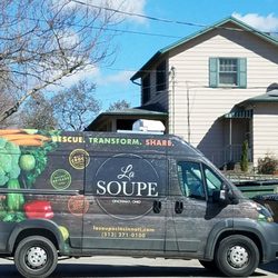 La Soupe - Delivery van in front of La Soupe on a beautiful, sunny day