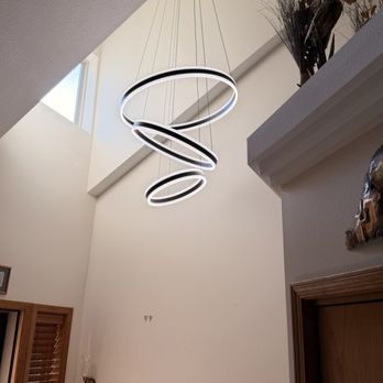 Problem Solved Electric - New chandelier in foyer with very high ceiling - Electricians Near Me - Hayden, Idaho
