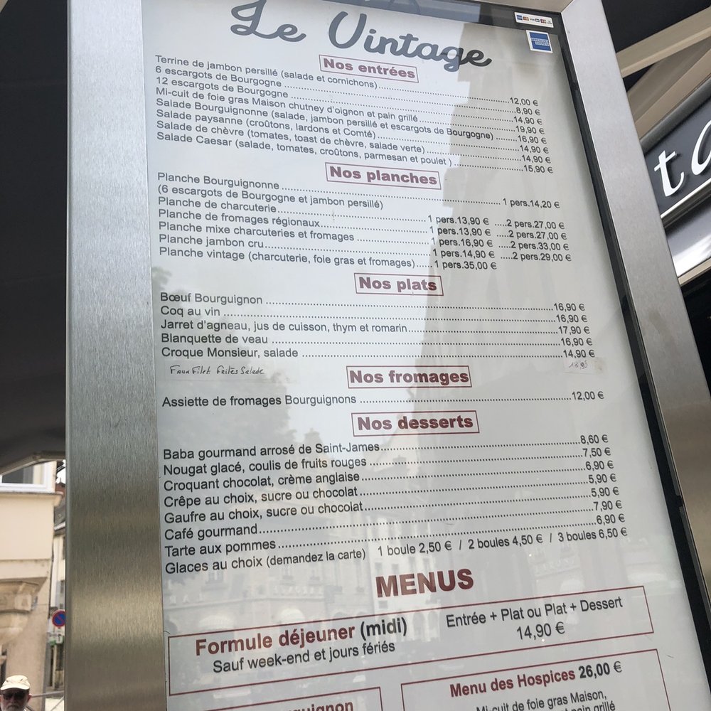 Le Vintage - Menu - French Near Me - Beaune, 21