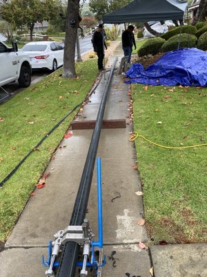 Emergency Sewer Repair - Exposing a broken section of sewer pipe underground