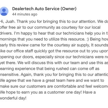 Dealertech Auto Service - Their response - Auto Repair Near Me - Columbus, Ohio
