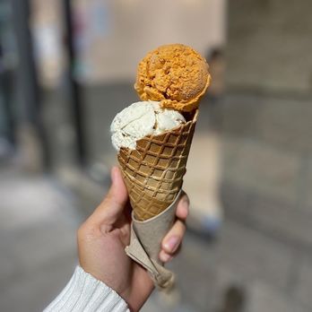 J Squared Ice Cream - a hand holding a cone of ice cream - Ice Cream & Frozen Yogurt Near Me - Richmond, British Columbia