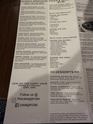 Menu photo 4 Casa Garcia's - Round Rock Round Rock, TX