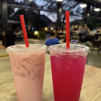 Rodeo 72 - Strawberry milk (left) and dragonfruit lemonade - Food Court Near Me - Whittier, California