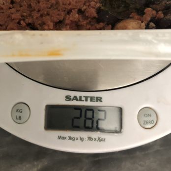 Trifecta - Scale that shows 282 grams in the microwave dish it came in that by itself weights 28 grams. - Food Delivery Services Near Me - Sacramento, California Trifecta - Scale that shows 282 grams in the microwave dish it came in that by itself weights 28 grams. - Food Delivery Services Near Me - Sacramento, California