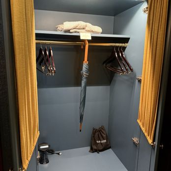 The Hotel Chalet - Closet with umbrella and robe to use while here or can purchase. - Hotels Near Me - Chattanooga, Tennessee The Hotel Chalet - Closet with umbrella and robe to use while here or can purchase. - Hotels Near Me - Chattanooga, Tennessee