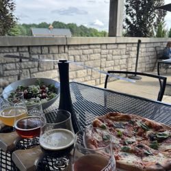Cowbell Brewing - On the patio - wood oven pizza, salad & a flight