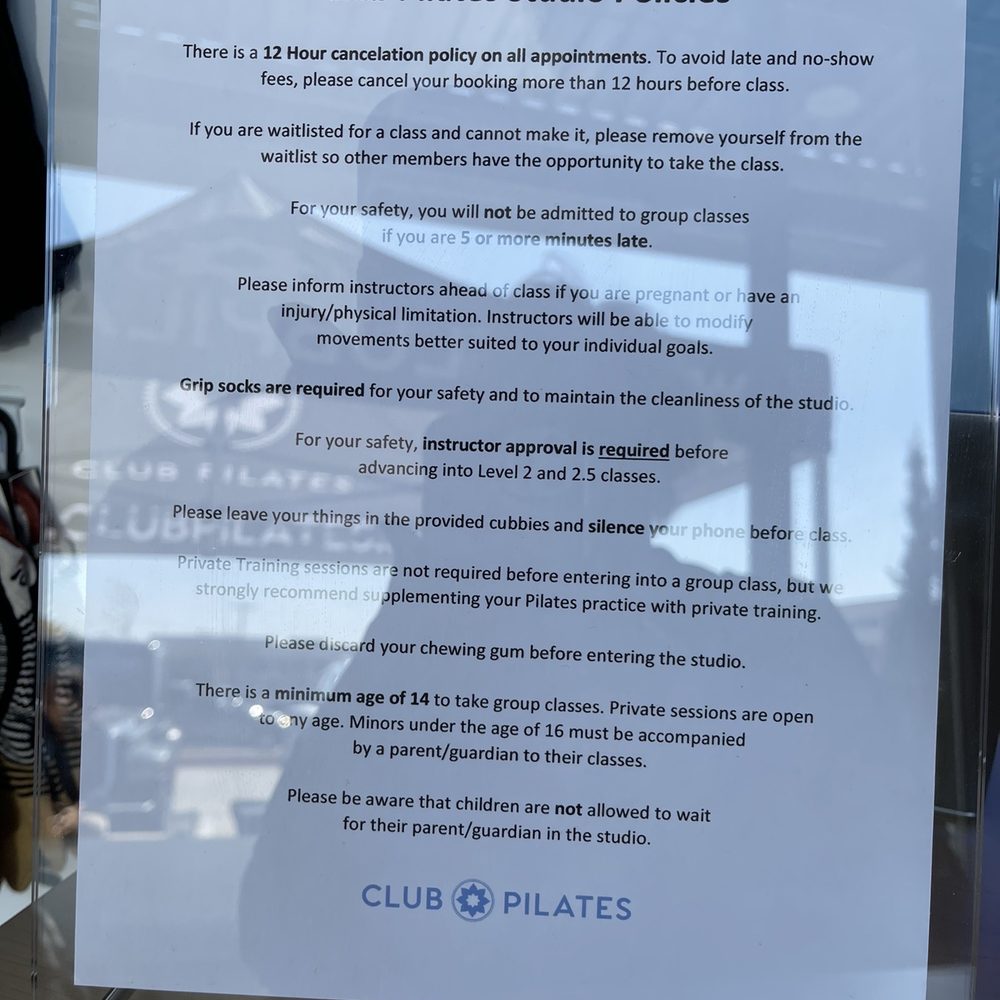 Club Pilates - Studio policies - Pilates Near Me - Richardson, Texas
