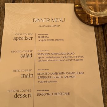 Private Chef Dinner Parties - Dinner menu I created for our special dinner - Personal Chefs Near Me