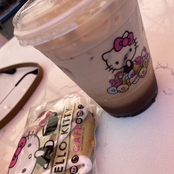 Hello Kitty Cafe - Mocha iced coffee and hello kitty cookie.. - Cafes Near Me - Irvine, California