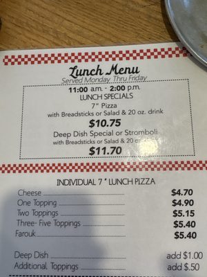 Menu photo 1 Bill Bobe's Pizzeria Vincennes, IN