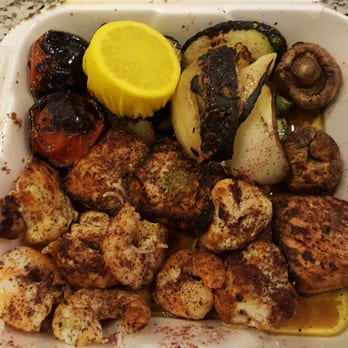 Silver Skewers - Shrimp chicken and salmon with extra veggies - Persian/Iranian Near Me - Waldorf, Maryland Silver Skewers - Shrimp chicken and salmon with extra veggies - Persian/Iranian Near Me - Waldorf, Maryland