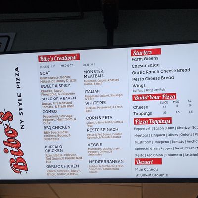 Menu photo 1 Bibo's NY Pizza San Jose, CA Menu photo 1 Bibo's NY Pizza San Jose, CA