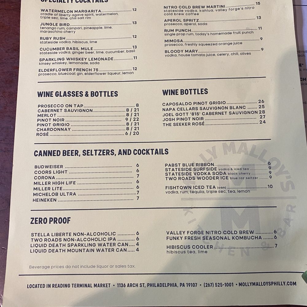 Molly Malloy's - Drink menu - Gastropubs Near Me - Philadelphia, Pennsylvania Molly Malloy's - Drink menu - Gastropubs Near Me - Philadelphia, Pennsylvania