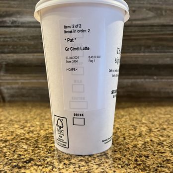 STARBUCKS - a cup of coffee sitting on a counter - Coffee & Tea Near Me - Prospect, Kentucky