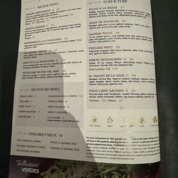 Pisco Peruvian Gastrobar - Menu pt. 2 - Peruvian Near Me - Orlando, Florida