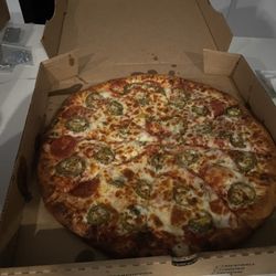 Large pizza jalapenos n extra cheese BOMB!!!!'