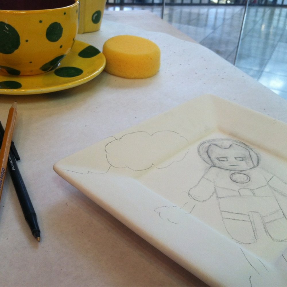 Having some fun at color me mine. Pre paint!