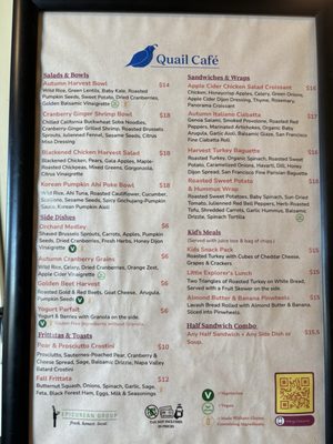 Menu photo 1 Quail Cafe Redwood City, CA Menu photo 1 Quail Cafe Redwood City, CA