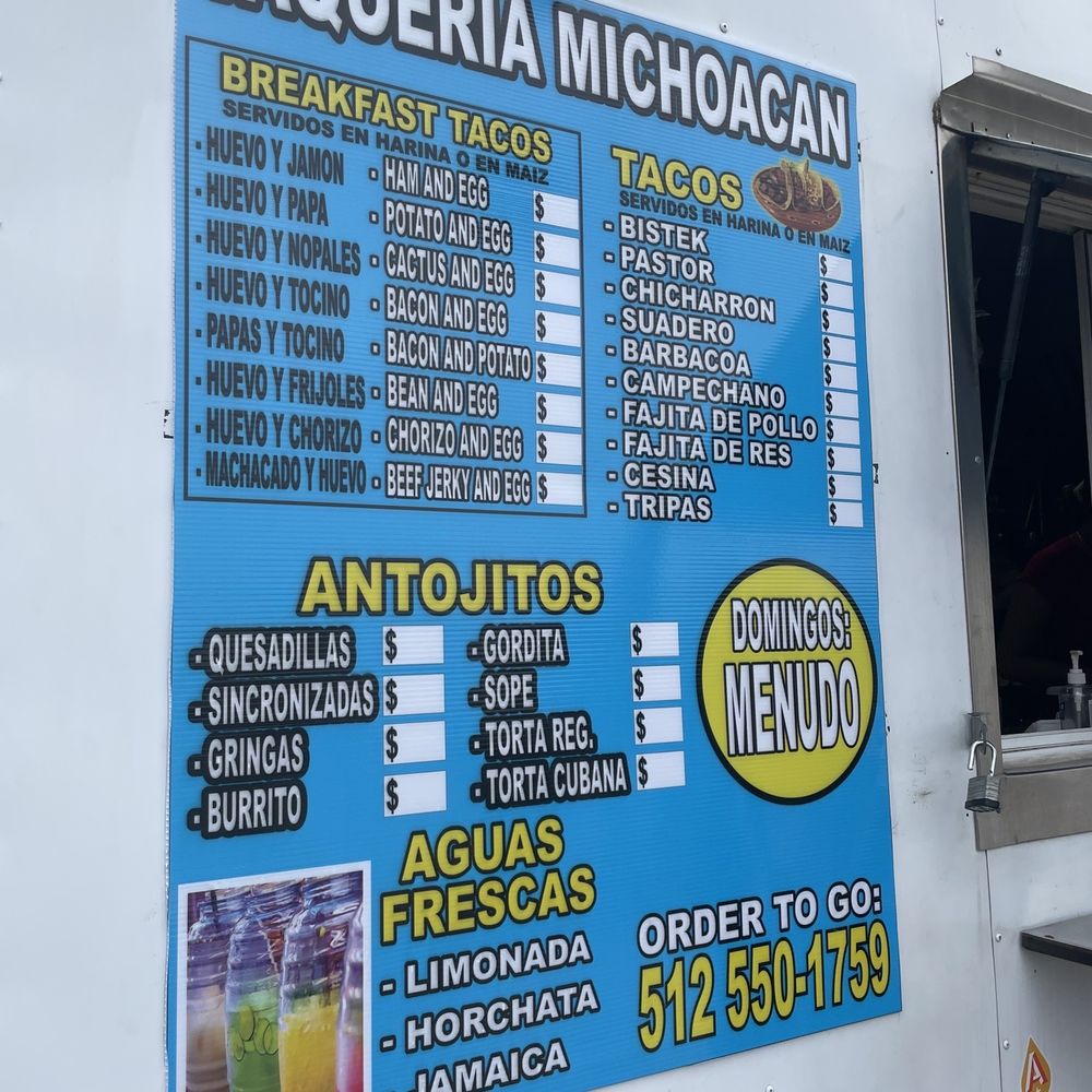 Taqueria Michoacán - Menu - Food Trucks Near Me Taqueria Michoacán - Menu - Food Trucks Near Me