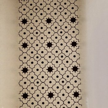 Detail Wallpaper Installation - Schumacher Taj Trellis in sepia - Wallpapering Near Me