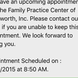 Family Practice Center of Wadsworth - As you can see, this email makes no mention that I needed to confirm the appointment or face cancellation. In fact, it says the opposite!