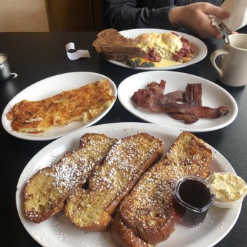 North Star Diner  - French toast, side of hash browns, side of bacon, and the eggs Benedict hash. - Bars Near Me - Seattle, Washington