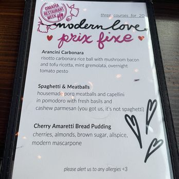 Modern Love - Omaha Restaurant Week 2024 menu - Vegan Near Me - Omaha, Nebraska