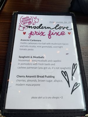 Menu photo 1 Modern Love Omaha, NE
