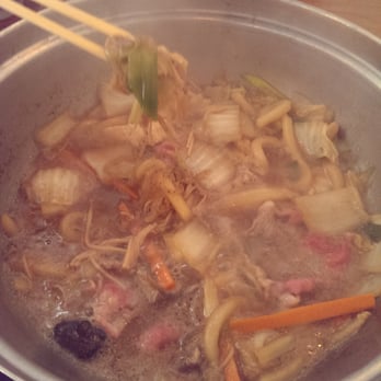 Kobe An LoHi - Sukiyaki - udon, vegetables , tofu, mashroom and sliced beef on sweet soy sause soup - Sushi Bars Near Me - Denver, Colorado Kobe An LoHi - Sukiyaki - udon, vegetables , tofu, mashroom and sliced beef on sweet soy sause soup - Sushi Bars Near Me - Denver, Colorado