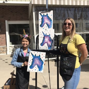 Paint and Party - Unicorn painting Karissa taught the girls!! - Paint & Sip Near Me