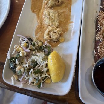 Peche Seafood and Grill - fried oysters w/ arugula, papaya - kimchi - Seafood Near Me - New Orleans, Louisiana